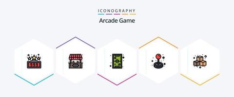 Arcade 25 Filledline Icon Pack inklusive Spaß. abspielen. Spiele. Spiel. Joystick vektor