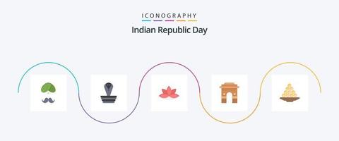 Indian Republic Day Flat 5 Icon Pack inklusive Hinduismus. Kultur. Kobra. Pflanze, Anlage. Indien vektor