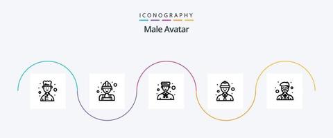 manlig avatar linje 5 ikon packa Inklusive professor. instruktör. klocka. arbetstagare. linje arbetstagare vektor