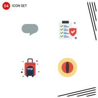 Stock Vector Icon Pack mit 4 Zeilen Zeichen und Symbolen für Twitter Reisetasche Dokumententasche Münze editierbare Vektordesign-Elemente