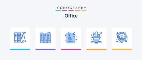 Office Blue 5 Icon Pack inklusive Karte. Stadt. dokumentieren. Pflanze, Anlage. Kaktus. kreatives Symboldesign vektor