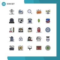 Aktienvektor-Icon-Pack mit 25 Zeilenzeichen und Symbolen für Geldspeicher-Suche verkauftes Brett editierbare Vektordesign-Elemente vektor