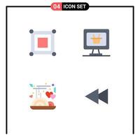 Stock Vector Icon Pack mit 4 Zeilen Zeichen und Symbolen für Board Nudeln Box Warenkorb Pfeil editierbare Vektordesign-Elemente