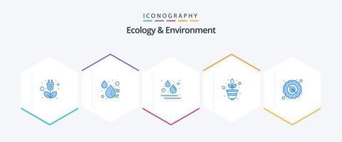 ekologi och miljö 25 blå ikon packa Inklusive redskap. tillväxt. flytande. vetenskap. natur vektor