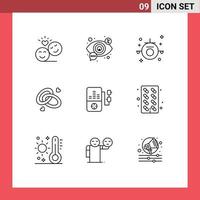 9 kreative Symbole moderne Zeichen und Symbole der Verlobungsring Verlobungsansicht Ringtransport editierbare Vektordesign-Elemente vektor