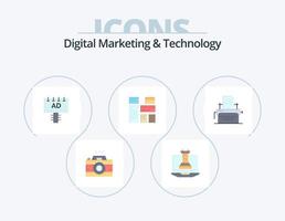 digitales Marketing und Technologie flaches Icon Pack 5 Icon Design. Fax. Marketing. Anzeige. Native Werbung. einheimisch vektor