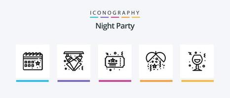 Night Party Line 5 Icon Pack inklusive Party. Feier. Dekoration. Nachtparty. Kerze. kreatives Symboldesign vektor