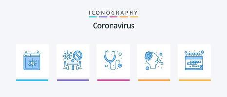 Coronavirus Blue 5 Icon Pack inklusive Event. Virus. Gesundheitswesen. flüssig. Allergie. kreatives Symboldesign vektor