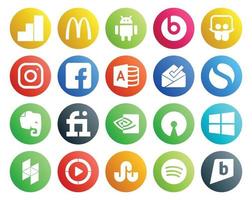 20 Social Media Icon Pack inklusive Video Houzz Posteingang Windows NVIDIA vektor