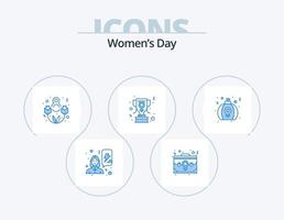 Frauentag blau Icon Pack 5 Icon Design. Tag. Trophäe. Portfolio. vergeben. schöner Tag vektor