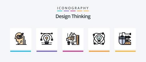 design tänkande linje fylld 5 ikon packa Inklusive aning. paket. teckning. låda. vektor. kreativ ikoner design vektor