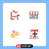 Stock Vector Icon Pack mit 4 Zeilen Zeichen und Symbolen für Tetris Avatar Shop Building Emoji editierbare Vektordesign-Elemente