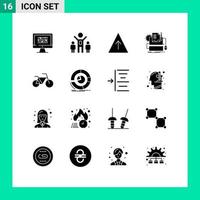 16 universell fast glyf tecken symboler av cykel papper människor dator typ författare redigerbar vektor design element