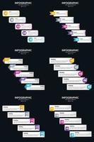 Vektor 6 Infografiken Pack Präsentationsfolie Vorlage 5 Schritte Zyklusdiagramme und Zeitleisten