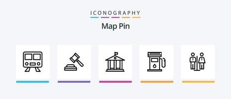 Map Pin Line 5 Icon Pack inklusive . Rad. reisen. Schiffsrad. Boot. kreatives Symboldesign vektor