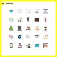 Lager Vektor Icon Pack mit 25 Zeilenzeichen und Symbolen für Kino Sanduhr Speicheraktualisierung Glas editierbare Vektordesign-Elemente