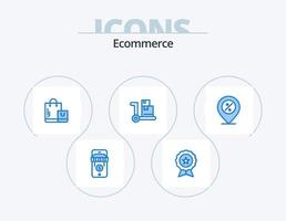 E-Commerce blaues Icon Pack 5 Icon Design. Prozent. E-Commerce. Tasche. Einkaufen. Wagen vektor