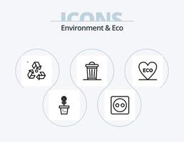 Umwelt- und Eco-Line-Icon-Pack 5-Icon-Design. Umgebung. Öko. Herz. Natur. Umgebung vektor