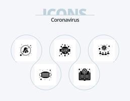 Coronavirus-Glyphen-Icon-Pack 5-Icon-Design. Corona. Warnung. Virus. Notiz. vermeiden vektor