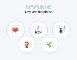 Liebe flach Icon Pack 5 Icon Design. laut. romantisch. Herz. Lebensmittel. Datum vektor