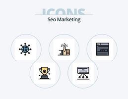 SEO-Marketing-Linie gefüllt Icon Pack 5 Icon-Design. Präsentation. seo. Erde. erste. vergeben vektor