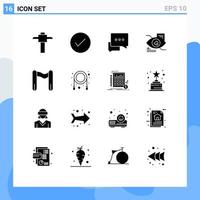16 kreative Symbole, moderne Zeichen und Symbole für Start, Ende, Konversation, Technologie, Tippen auf editierbare Vektordesign-Elemente vektor
