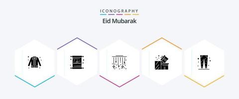 Eid Mubarak 25 Glyphen-Icon-Pack inklusive Paket. Geschenk. Mubarak. Dekoration. Stern vektor