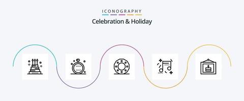 Symbolpaket für Feiern und Feiertage, Linie 5, einschließlich Musik. Feier. Ring. gestalten. Kreis