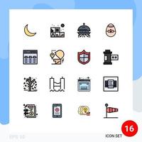 uppsättning av 16 modern ui ikoner symboler tecken för hjälte kommunikation Plats ägg dekoration redigerbar kreativ vektor design element