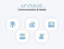 Kommunikation und Medien blau Icon Pack 5 Icon Design. Medien. Online Chat. Information. Buchstabe. Neu vektor