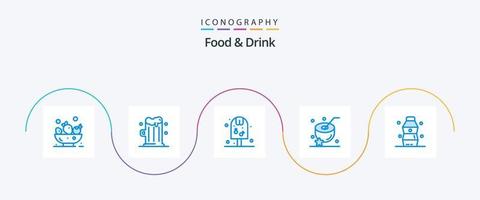 mat och dryck blå 5 ikon packa Inklusive . mat. is. vatten. vektor