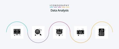 Datenanalyse Glyph 5 Icon Pack inklusive Grafik. dokumentieren. Analyse. Datensicherheit. Internet vektor