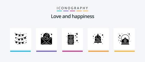 kärlek glyf 5 ikon packa Inklusive kaffe. bröllop klocka. hjärta. bröllop. klocka. kreativ ikoner design vektor
