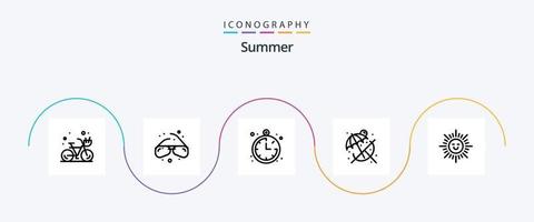 Summer Line 5 Icon Pack inklusive . glänzend. Kompass. Strand. Entspannen Sie sich vektor