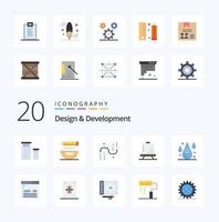 20 flache Farbsymbolpakete für die Designentwicklung wie das Programmierdesign für die Entwicklung von Designboards vektor