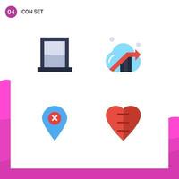 Gruppe von 4 modernen flachen Symbolen, die für bearbeitbare Vektordesign-Elemente der Gerätestandort-Home-Cloud-Navigation festgelegt werden vektor