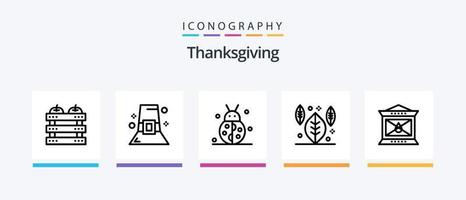 Thanksgiving Line 5 Icon Pack inklusive Abendessen. das Erntedankfest. Wind. Süss. Keks. kreatives Symboldesign vektor