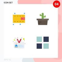 4 tematiska vektor platt ikoner och redigerbar symboler av plånbok användare kaktus id layout redigerbar vektor design element