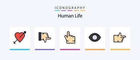 menschliche Linie gefüllt 5 Icon Pack inklusive Abstimmung. mögen. Herz. links. Zeigefinger. kreatives Symboldesign vektor