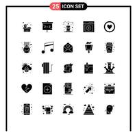 Stock Vector Icon Pack mit 25 Zeilen Zeichen und Symbolen für Zeichen Liebe Weihnachten Medical Upload editierbare Vektordesign-Elemente