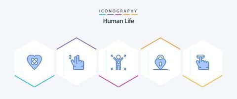 mänsklig 25 blå ikon packa Inklusive . . möjlighet. gest. klick vektor