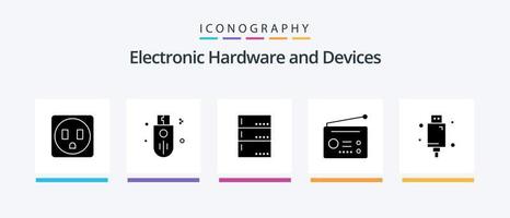 Geräte Glyph 5 Icon Pack inkl. Elektro. Kabel. Daten. Technologie. Spielereien. kreatives Symboldesign vektor