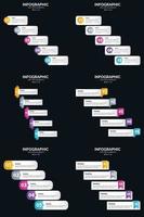 Vektor 6 Infografiken Pack Präsentationsfolie Vorlage 5 Schritte Zyklusdiagramme und Zeitleisten