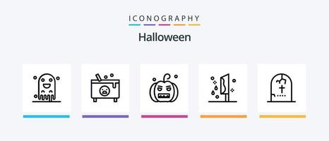 Halloween Line 5 Icon Pack inklusive Urlaub. Ostern. Grusel. kreuzen. Ruhe in Frieden. kreatives Symboldesign vektor