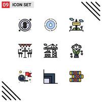 uppsättning av 9 modern ui ikoner symboler tecken för verklig fest tecken utomhus- dekoration redigerbar vektor design element