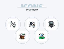 apotek linje fylld ikon packa 5 ikon design. . skönhet. hjärta. piller. medicin vektor