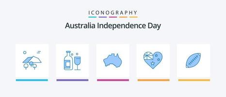 Australien oberoende dag blå 5 ikon packa Inklusive afl. flagga. australiska. Land. resa. kreativ ikoner design vektor