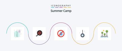 Summer Camp Flat 5 Icon Pack inklusive . Überleben. Camping. draussen. Camping vektor