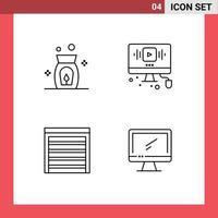 uppsättning av 4 modern ui ikoner symboler tecken för arom stad video webb hus redigerbar vektor design element