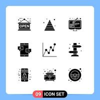 uppsättning av 9 modern ui ikoner symboler tecken för kort befordran redigera nätverk gemenskap redigerbar vektor design element